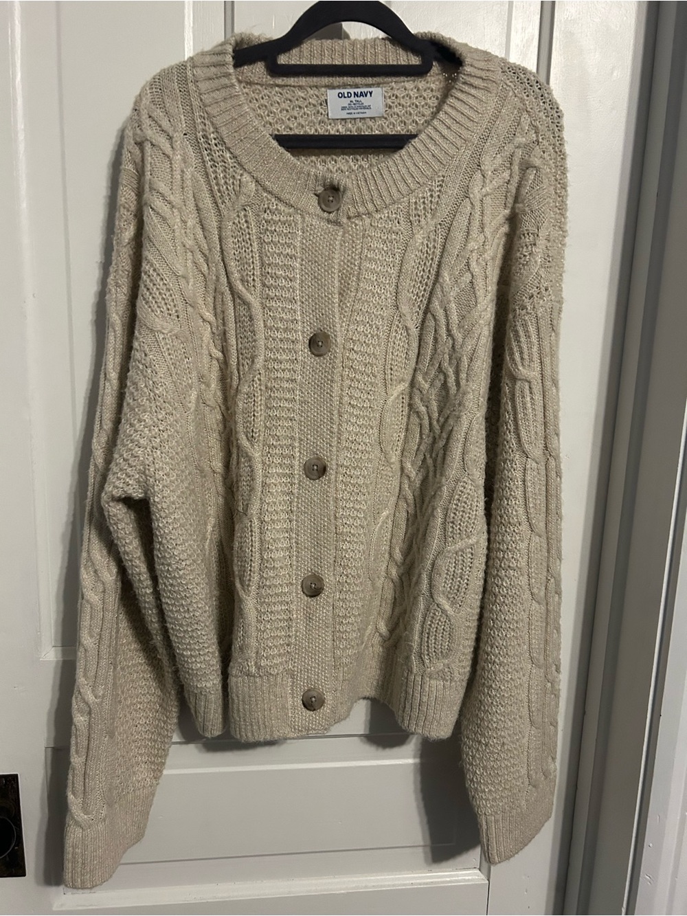 Old Navy Beige Cable-Knit Button-Up Cardigan Sweater